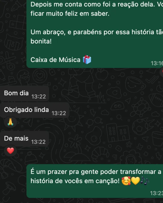 Cliente no WhatsApp: "Obrigado linda, De mais"